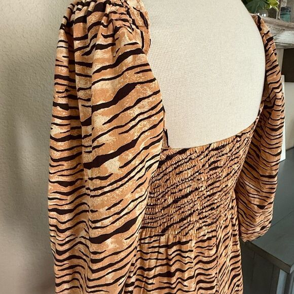 Faithfull The Brand Womens Animal Print Rayon Ira Mini Dress Brown Tan Medium - Picture 9 of 16